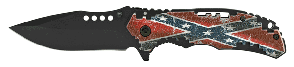 4.5" Hi Tech Grip Folding Pocket Knife - Confederate Flag