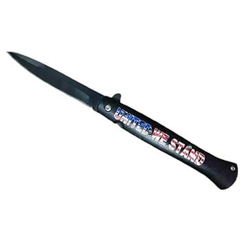4" Black Blade & 4 7/8" Handle with US Flag Skull - United We Stand