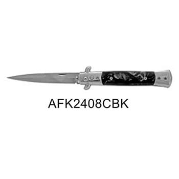 Switch Blade Silver Knife with Black Marble Handle