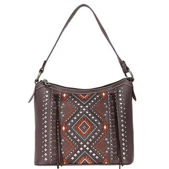 Montana West Studded Collection Concealed Carry tote coffee Aztec