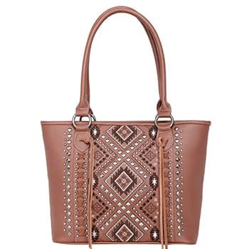 Montana West Studded Collection Concealed Carry tote brown