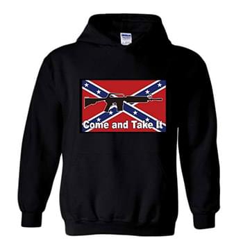 "Come And Take It" Rebel Flag & Rifle Hoodies - Black M/L/XL
