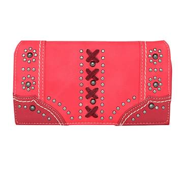 Wholesale Montana West Tooled collection wallet Brow Hot Pink