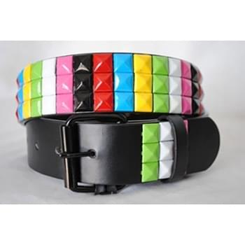 3 Row Rainbow Colored Pyramid Belts Adult Sizes