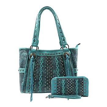 Montana West Tooled Collection Concealed Carry+ wallet Turquoise