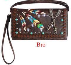 Wholesale Tribal arrow wallet purse brown
