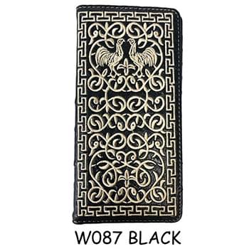 Wholesale Embroidered Rooster Print Long Wallet Balck