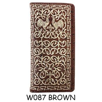 Wholesale Embroidered Rooster Print long Wallet Brown