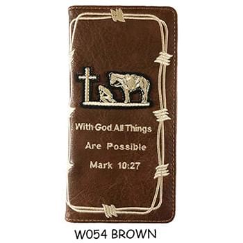 Wholesale With God All Things All Possible Long Wallet Brown