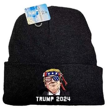 Trump 2024 Beanies With USA Sunglasses Black Color Winter Beanie
