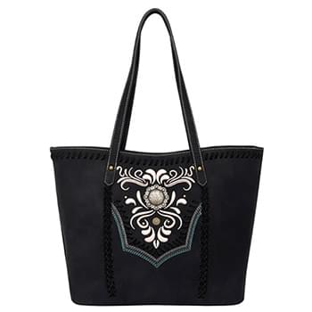 Montana West Embossed Collection Concealed Tote Black