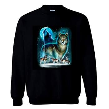 WOLF MOON SILHOUETTE Black Color Sweat Shirts