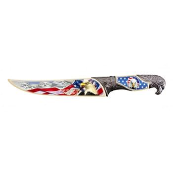 HUNTING KNIFE 13.5" WITH SCABBARD God Bless America Eagle