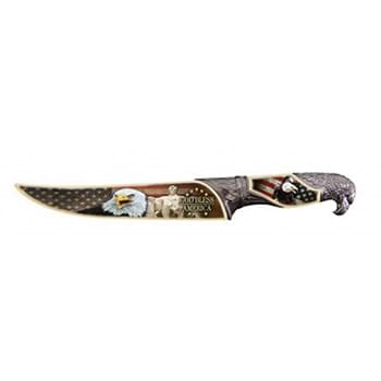 HUNTING KNIFE 13.5" WITH SCABBARD God Bless America