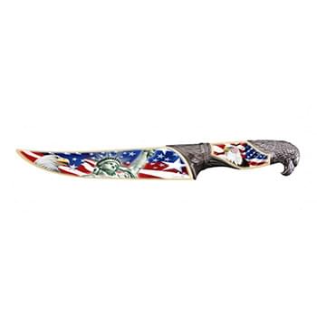HUNTING KNIFE 13.5" WITH SCABBARD Statue of Liberty Eagle