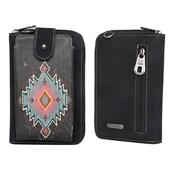 Montana West Aztec Collection Phone Wallet/Crossbody Black