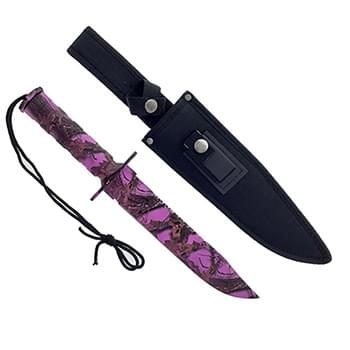 8.5" Tactical Survival Knife- Pink Woodland Camo