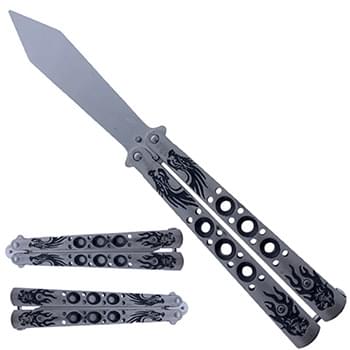 9" Overall practice butterfly knife Black dragon
