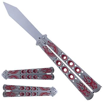 9" Overall practice butterfly knife red dragon