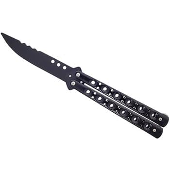 Butterfly Knife - Black 4" Blade / 5" Metal Handle / 9" Overall