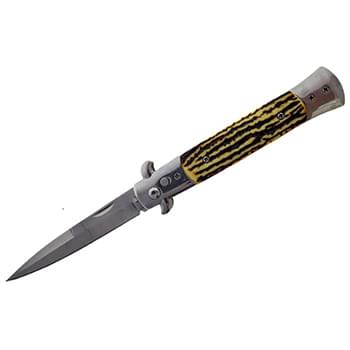 SWITCHBLADE KNIFE: 4" Stainless Stiletto 5" Marble  Handle 9" CHR