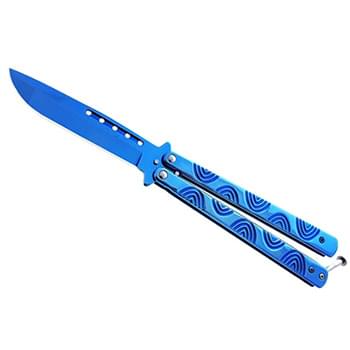 5.25" Stainless Steel Butterfly Folding Pocket Knife- Blue