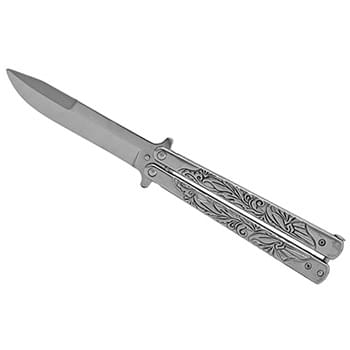 5.25" Stainless Steel Butterfly Pocket Knife - Silver