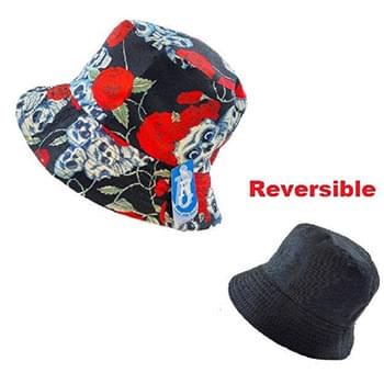 Skull with Roses Bucket Hat Reversible