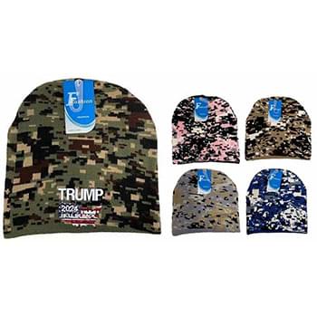 He'll Be Back Trump 2024 Camo Color Winter Beanie
