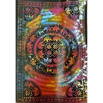 Handmade Tie Dye Elephants Graphic Tapestries