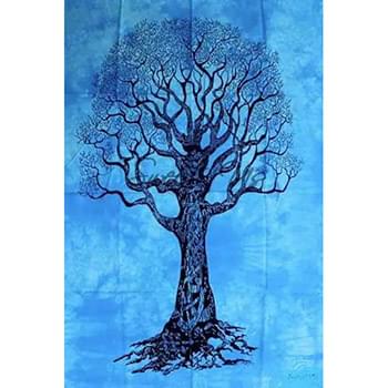 Turquoise Ombré Tie Dye Tree of Life Tapestries