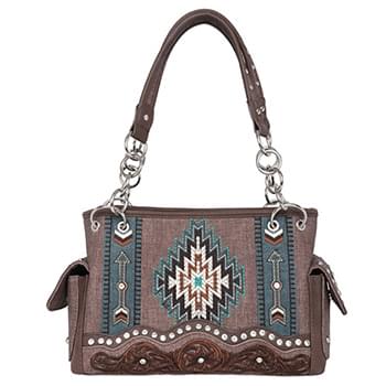 Montana West Aztec Collection Concealed Carry Satchel Coffee