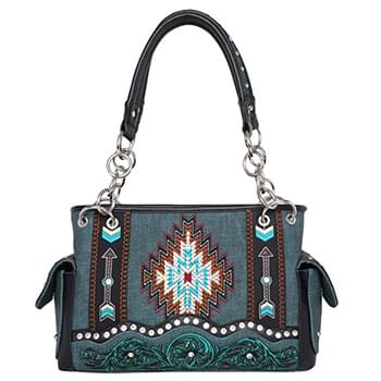 Montana West Aztec Collection Concealed Carry Satchel Turquoise
