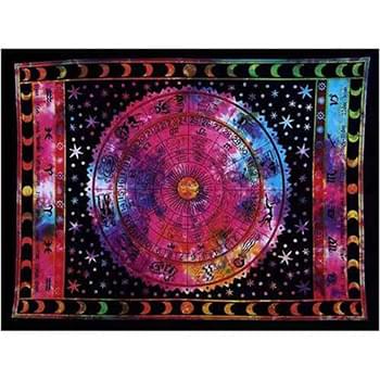 Handmade Tie Dye Rashi Zodiac Graphic Tapestries