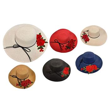 Wholesale Lady Sun Hat with Big Rose.