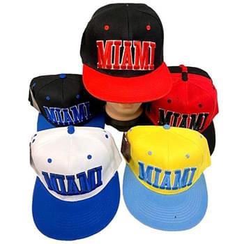 Wholesale Miami Snap Back Flat Bill Hats Caps Assorted