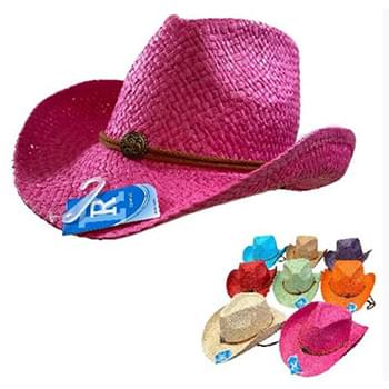 Wholesale Bright Color Assorted Woven Cowboy Hats with Medallion