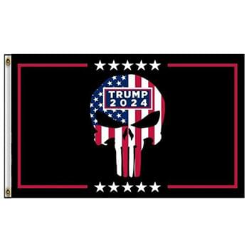 3'X5' Flag Trump 2024 with Skull