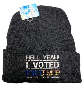 "Hell Yeah I Voted Trump" Winter Black Beanie