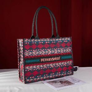 Montana West Boho Print Concealed Carry Wide Tote Burgundy