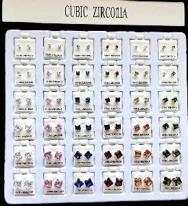 Cubic Zirconia Studs Earring Square Shape