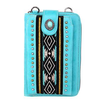 American Bling Aztec Collection Phone Wallet/Crossbody Turquoise