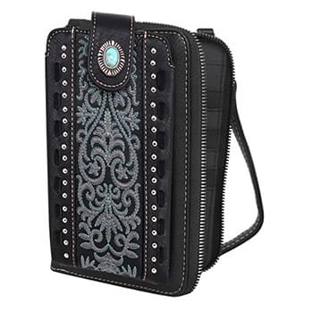 Embroidered scroll  Collection Phone Wallet/Crossbody Black