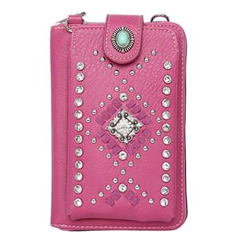 American Bling Southwestern Collection Crossbody Wallet Purse Pink