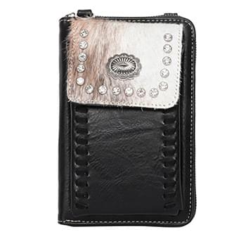 Montana West  Hair-On Collection Crossbody Wallet Purse black