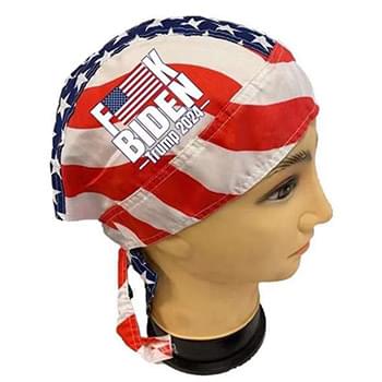 F**K BIDEN Trump 2024 Blue USA Flag Skull Cap