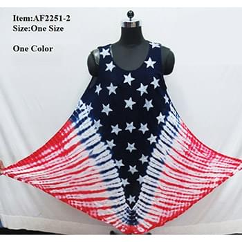 Wholesale Rayon Staple American Flag Tie dye Umbrella Dress