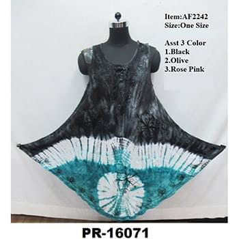Wholesale Rayon Crepe Acid Wash Tie Dye Umbrella Dress - circle 