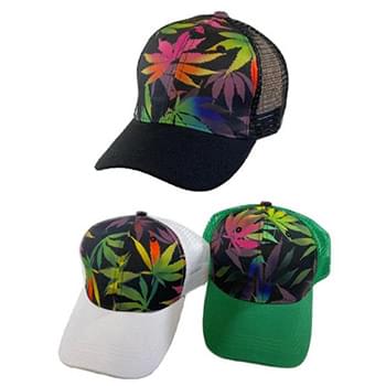Wholesale Colorful Marijuana Graphic all over mesh baseball caps