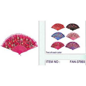 Wholesale flower Pattern with Lace On Top  Hand Fan